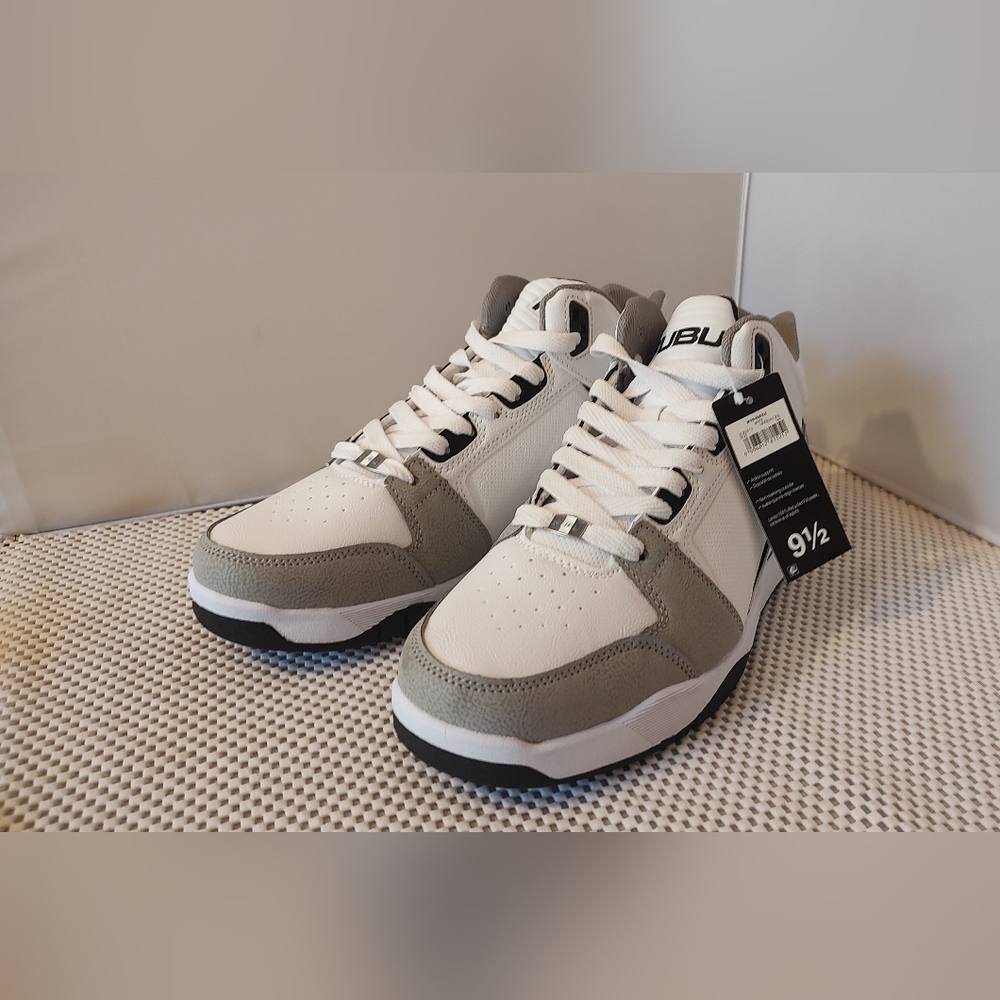 FUBU Men's Size 9.5 The Hustle Athletic Leisure Sneakers White/Gray/Black NWT